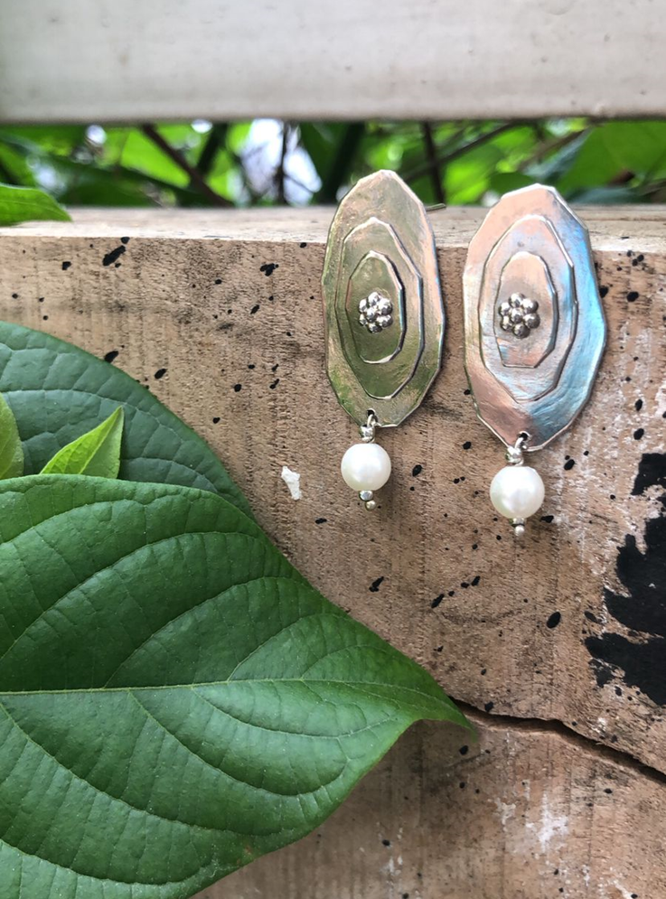 Layered Earrings with Pearl Drop